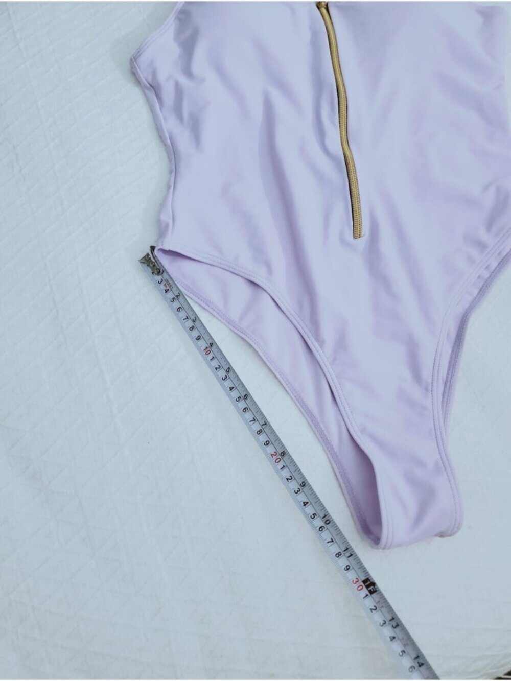 Cool Lilac Padded Cheeky High Cut Swimsuit with Zip Front - Picture 12 of 15